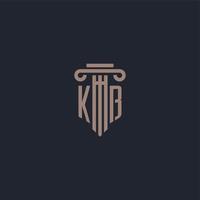 kb monograma de logotipo inicial com design de estilo pilar para escritório de advocacia e empresa de justiça vetor