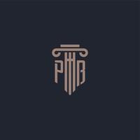 pb monograma de logotipo inicial com design de estilo pilar para escritório de advocacia e empresa de justiça vetor