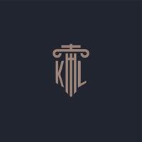 kl logotipo inicial monograma com design de estilo pilar para escritório de advocacia e empresa de justiça vetor