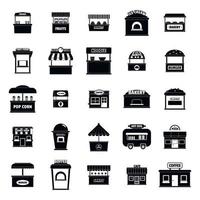 conjunto de ícones de quiosque de comida de rua, estilo simples vetor