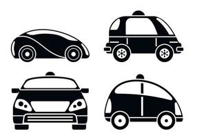 conjunto de ícones de carro sem motorista, estilo simples