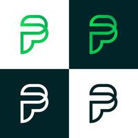 abstrato p carta logotipo de vetor verde. elementos de design de ícone de monograma de modelo de símbolos de alfabeto moderno p.