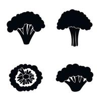 conjunto de ícones de brócolis de fazenda, estilo simples vetor