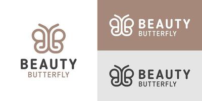 logotipos de estilo de arte de linha da letra bb para borboleta de beleza podem ser usados marca de negócios de produtos femininos vetor