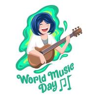 dia Mundial da Musica. modelo de ilustração mundial de férias. eventos de celebração do festival em todo o mundo. apto para capa, revista, pôster, vestuário, mercadoria, banner, panfleto. vetor eps 10.