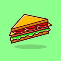 vetor de sanduíche. ilustração de elemento dos desenhos animados de fast-food. apartamento de vetor de fast-food isolado. coleção de alimentos de café da manhã. eps 10.