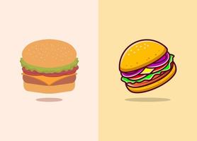 vetor de hambúrguer. ilustração de elemento dos desenhos animados de fast-food. apartamento de vetor de fast-food isolado. coleção de alimentos de café da manhã. eps 10.