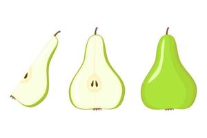ilustração isolada plana de vetor de frutas veganas de pêra verde