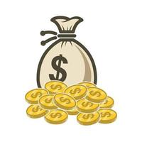 ícone de saco de dinheiro. dinheiro ícone vector design ilustração. coleção de ícone de saco de dinheiro. sinal simples do ícone do saco de dinheiro.