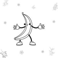 banana doodle feliz kawai vetor