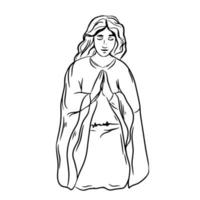 homem ou jesus cristo reza de joelhos símbolo religioso do cristianismo mão desenhada ilustração vetorial esboço preto no branco. desenho à mão vetor