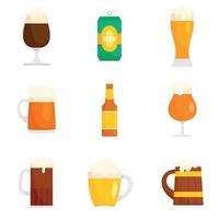 conjunto de ícones de vidro de garrafas de cerveja, estilo simples vetor