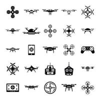 conjunto de ícones quadcopter de câmera drone, estilo simples vetor