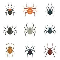conjunto de ícones de lagarta de aranha, estilo simples vetor