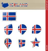 conjunto de bandeira da islândia, conjunto de bandeira vetor