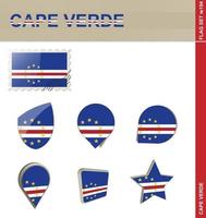 conjunto de bandeiras de cabo verde, conjunto de bandeiras vetor