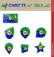conjunto de bandeiras da ilha natal, conjunto de bandeiras vetor