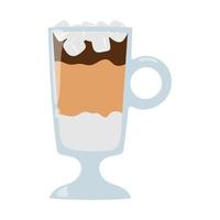 latte gelado de desenhos animados em copo de vidro. bebida refrescante de verão. ilustração vetorial isolado.
