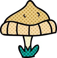 doodle de desenho animado de um único cogumelo vetor