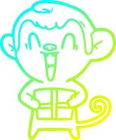 desenho de linha de gradiente frio desenho animado macaco rindo vetor