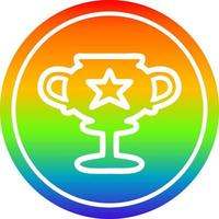 taça de troféu circular no espectro do arco-íris vetor