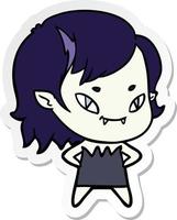 adesivo de uma garota vampira amigável dos desenhos animados vetor