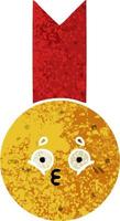 medalha de ouro dos desenhos animados de estilo de ilustração retrô vetor