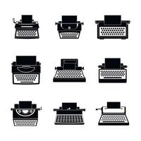 conjunto de ícones de chaves de máquina de escrever, estilo simples vetor