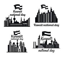 conjunto de conceito de banner skyline kuwait, estilo simples vetor