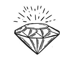 diamante, cristal, estilo desenhado à mão, ilustração vetorial. vetor