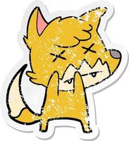 vinheta angustiada de uma raposa morta de desenho animado vetor