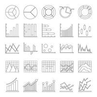 conjunto de ícones de diagrama de gráfico, estilo de estrutura de tópicos vetor