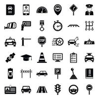 conjunto de ícones de escola de condução, estilo simples vetor