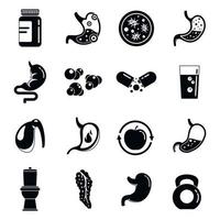 conjunto de ícones do sistema de digestão, estilo simples vetor