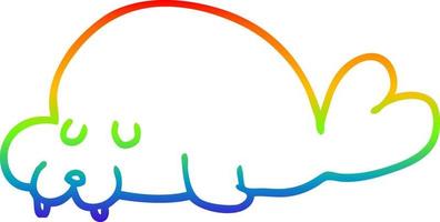 morsa dos desenhos animados de desenho de linha de gradiente de arco-íris vetor
