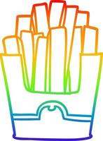 linha de gradiente de arco-íris desenhando batatas fritas de junk food vetor