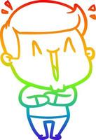 desenho de linha de gradiente de arco-íris desenho animado homem animado vetor