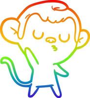 desenho de linha de gradiente de arco-íris macaco de desenho animado vetor