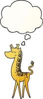 girafa de desenho animado e balão de pensamento em estilo gradiente suave vetor