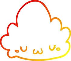 linha de gradiente quente desenhando nuvem de desenho animado bonito vetor