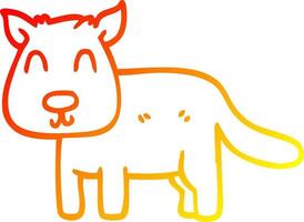 desenho de linha de gradiente quente desenho animado cão calmo vetor