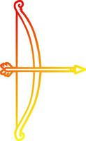 arco e flecha dos desenhos animados de desenho de linha de gradiente quente vetor