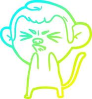 desenho de linha de gradiente frio desenho animado macaco irritado vetor