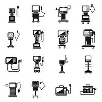 ícones de máquina médica do ventilador definir vetor simples. ventilador de ar