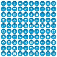 100 ícones de máscara definidos em azul vetor