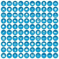 100 ícones de tempo definidos em azul vetor