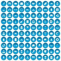 100 ícones dos EUA conjunto azul vetor