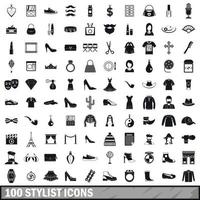 Conjunto de 100 ícones de estilista, estilo simples vetor