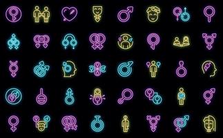 ícones de identidade de gênero definir vetor neon