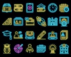 conjunto de ícones de tutor neon vector